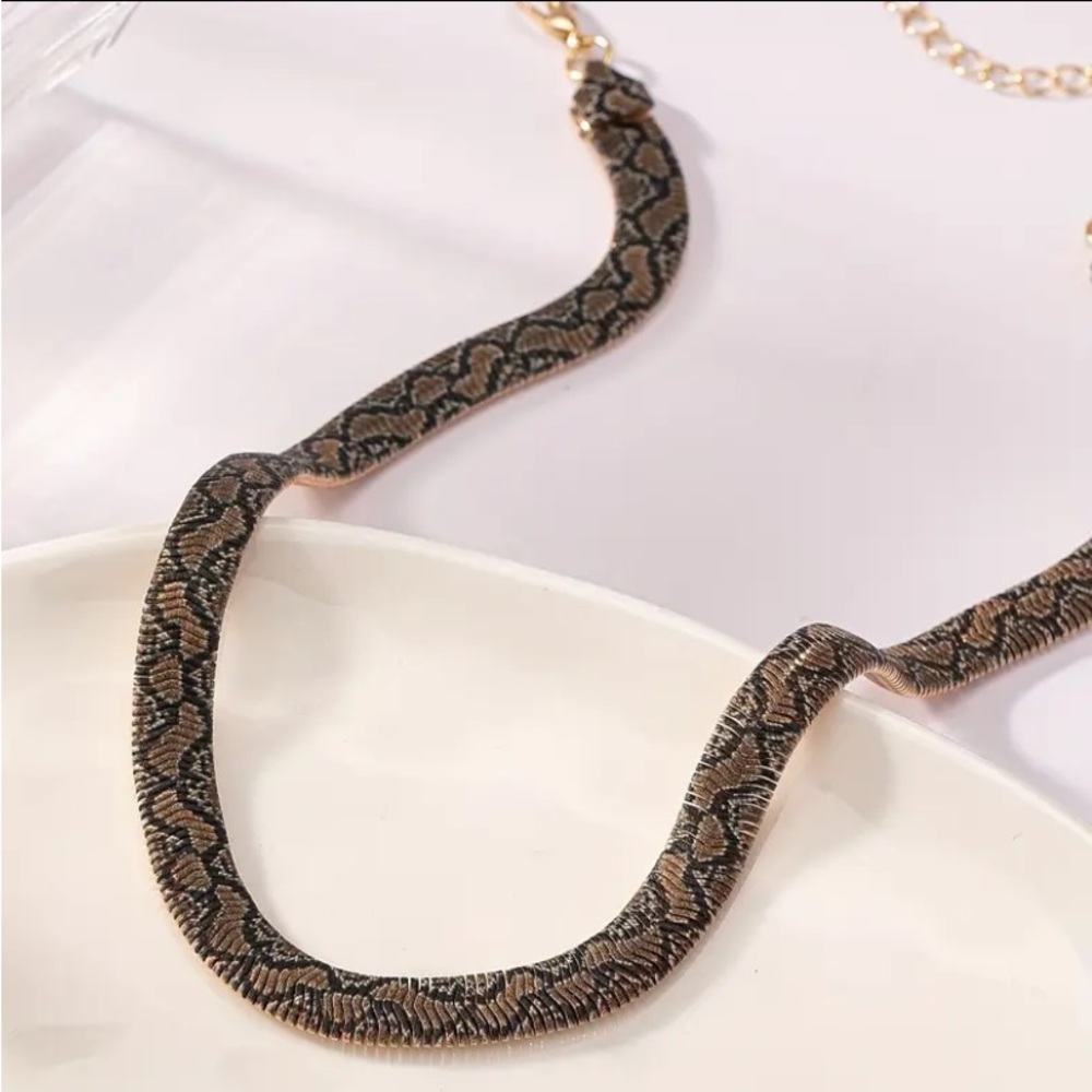 BOGO! Snake print Chain Necklace Black + Brown - NEW Boutique